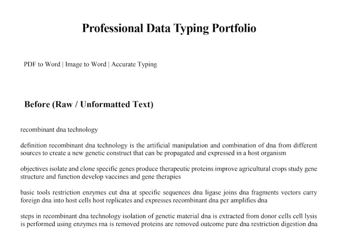 do accurate data entry, document typing, and PDF conversion